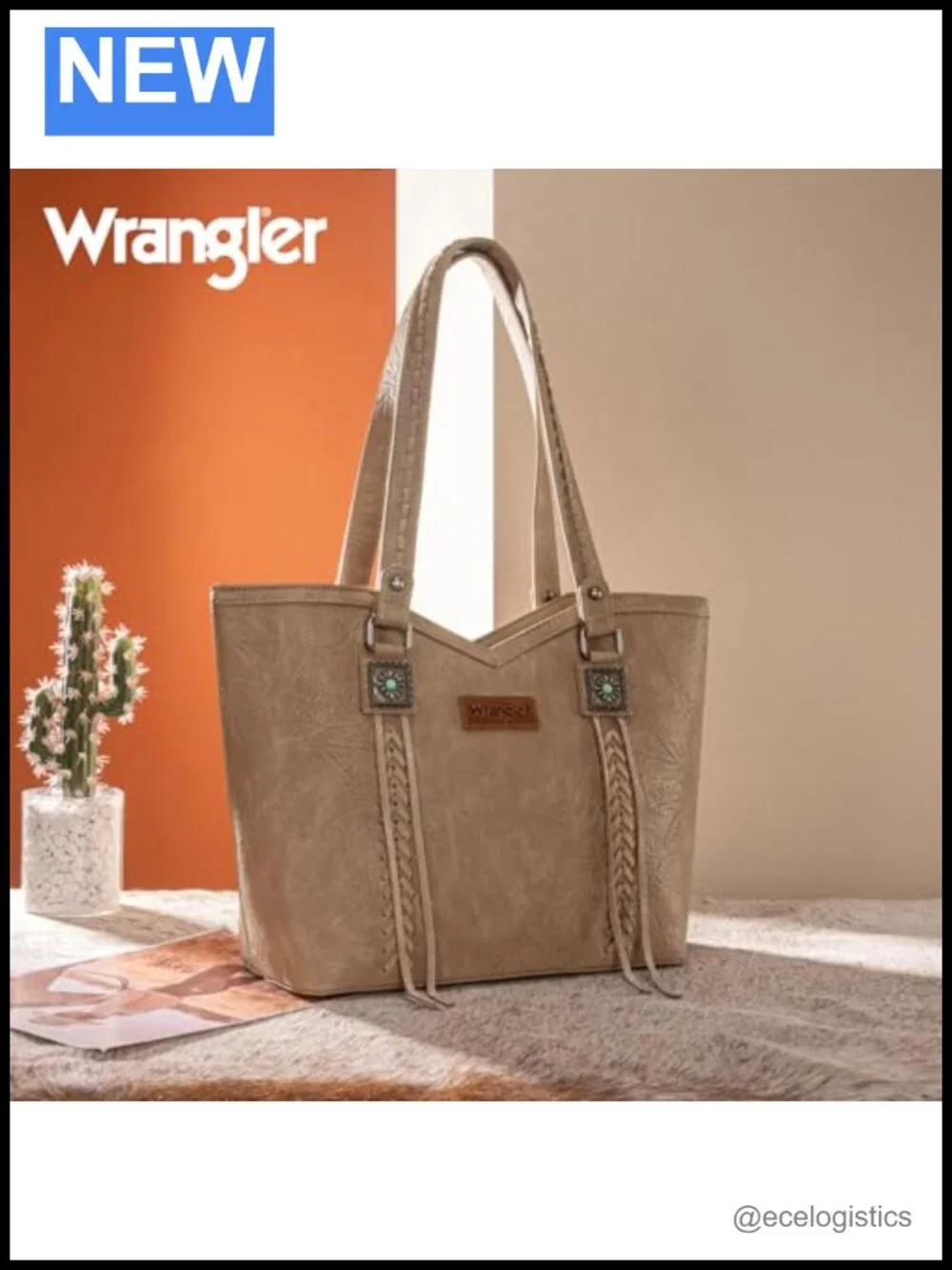 Vegan Leather Tote Bag with Metal Turquoise Accents Top Handle Shoulder Bag